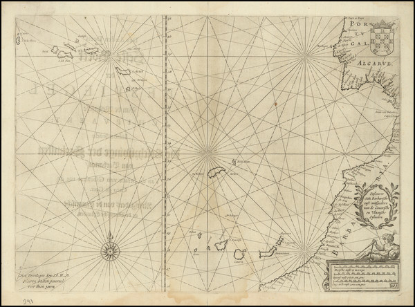 26-Atlantic Ocean, Spain, Portugal, North Africa and Azores Map By Willem Janszoon Blaeu