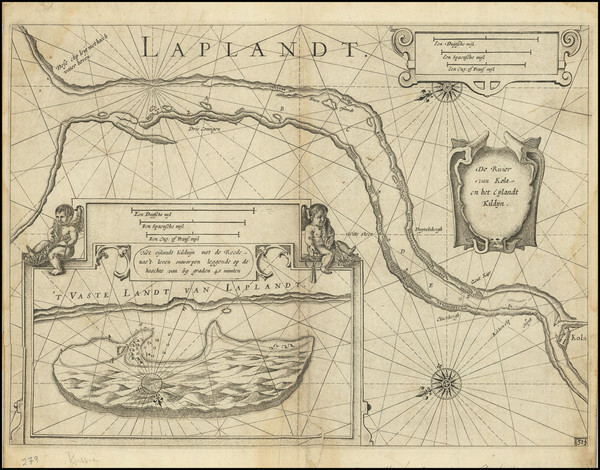 9-Polar Maps, Russia and Scandinavia Map By Willem Janszoon Blaeu