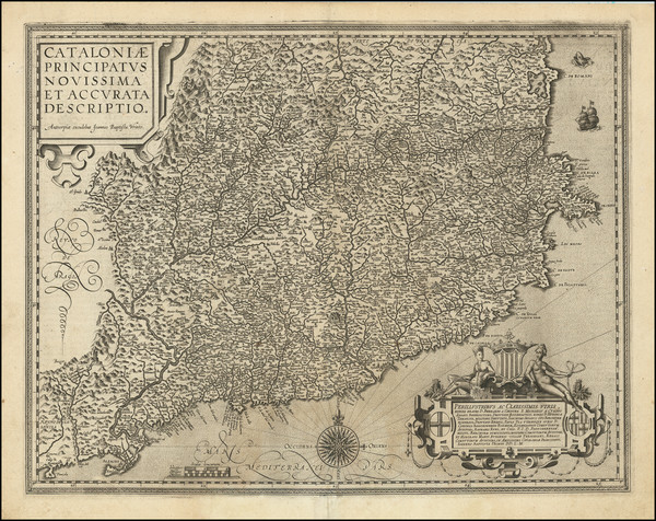 45-Catalonia Map By Johannes Baptista Vrients