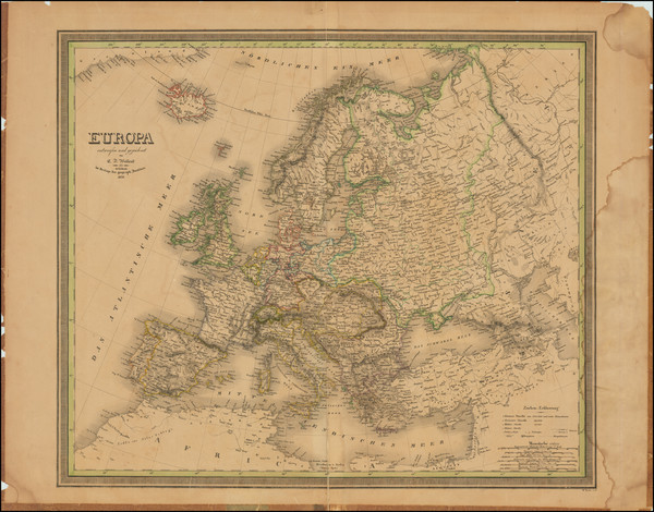 45-Europe Map By Carl Ferdinand Weiland