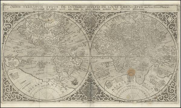 6-World Map By Petrus Plancius / Baptista Van Deutecum 