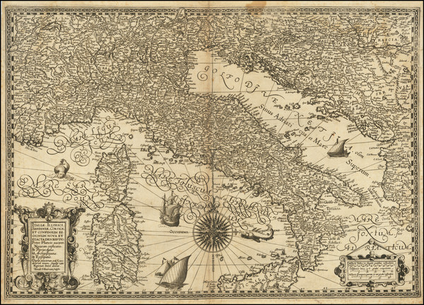 55-Italy Map By Petrus Plancius / Heinrich Ullrich