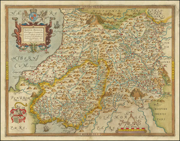 10-British Counties and Wales Map By Christopher Saxton