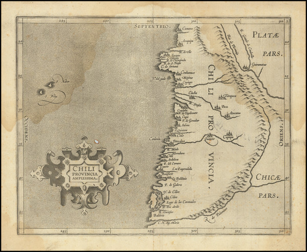 84-Chile Map By Cornelis van Wytfliet