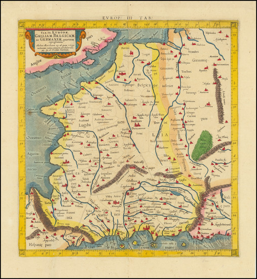 44-Belgium and France Map By  Gerard Mercator