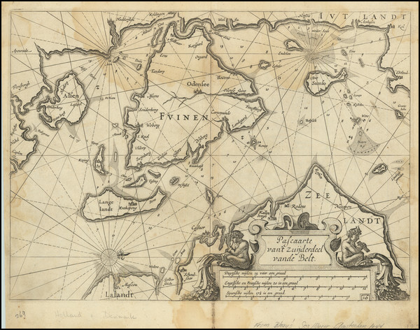 42-Denmark Map By Willem Janszoon Blaeu