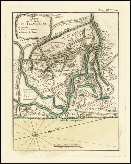 70-India Map By Jacques Nicolas Bellin