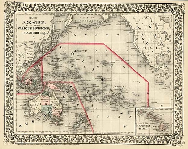 82-Australia & Oceania and Oceania Map By Samuel Augustus Mitchell Jr.