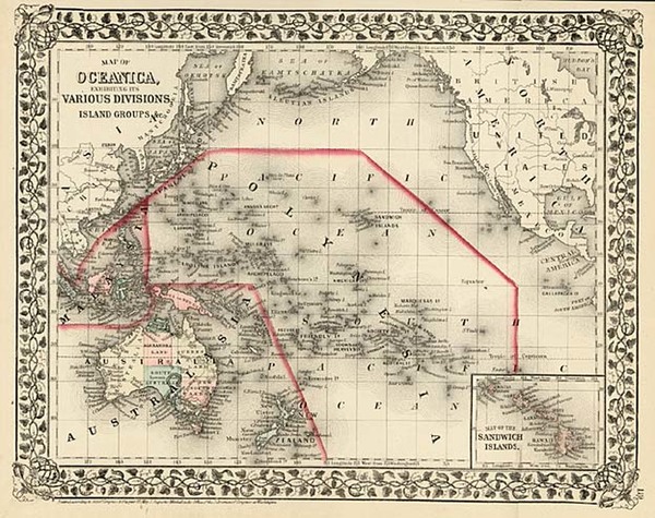 24-Australia & Oceania and Oceania Map By Samuel Augustus Mitchell Jr.