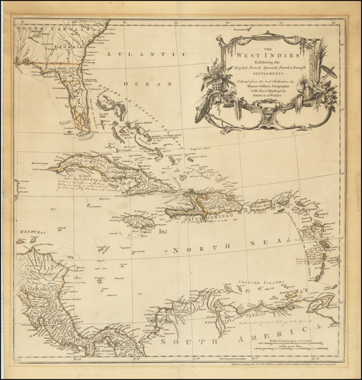 69-Florida, Southeast and Caribbean Map By Thomas Jefferys