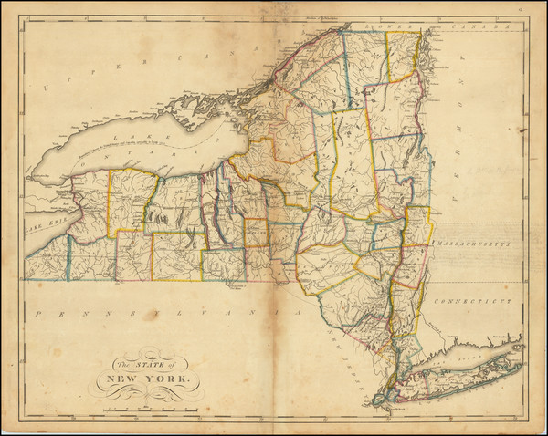 55-New York State Map By Mathew Carey