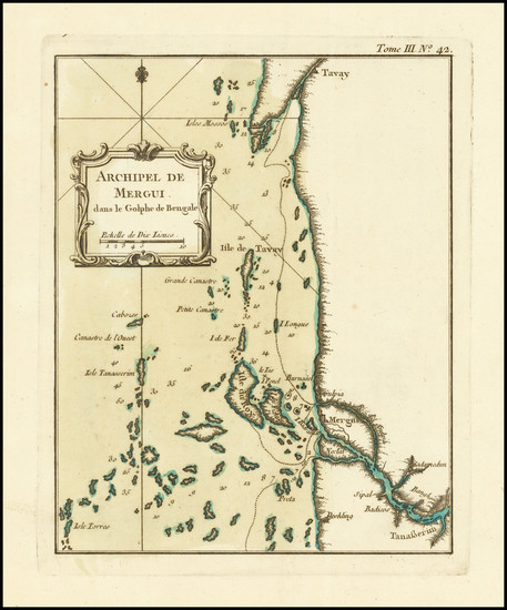 43-India and Southeast Asia Map By Jacques Nicolas Bellin