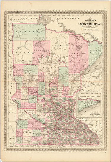 54-Minnesota Map By Alvin Jewett Johnson