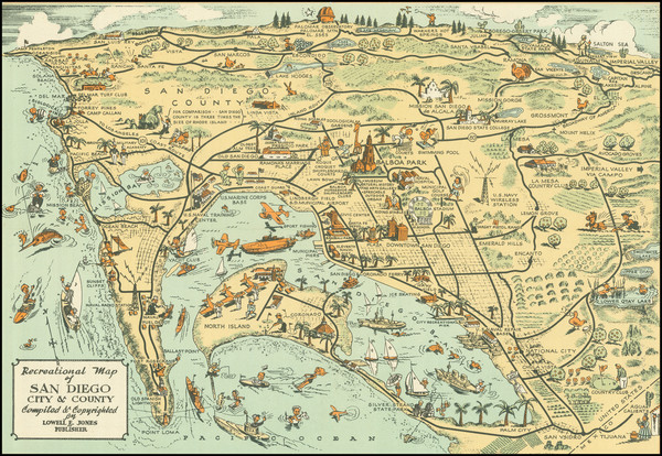 19-Pictorial Maps and San Diego Map By Lowell E. Jones