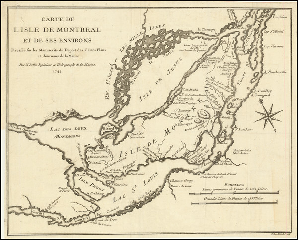 59-Eastern Canada Map By Jacques Nicolas Bellin