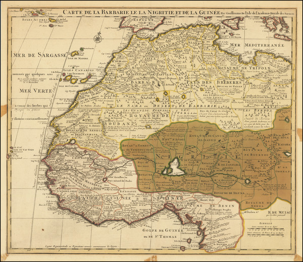 84-North Africa and West Africa Map By Guillaume De L'Isle