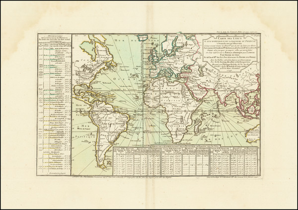 8-World Map By Philippe Buache / Jean André Dezauche