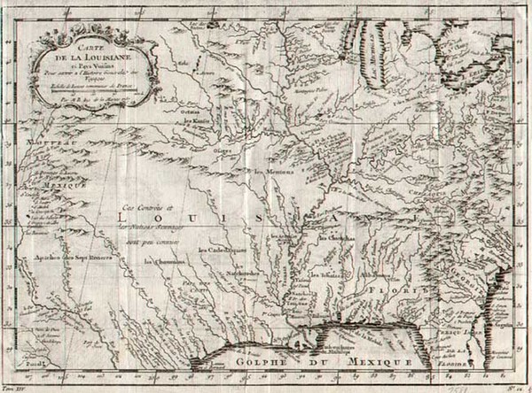 100-South, Southeast, Midwest and Plains Map By Jacques Nicolas Bellin