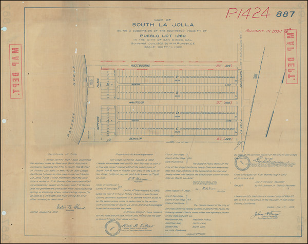 72-San Diego Map By W. M. Rumsey