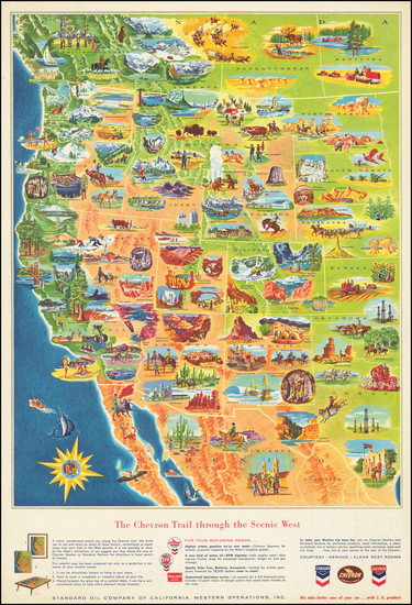 30-Texas, Southwest, Rocky Mountains, Pacific Northwest, Pictorial Maps and California Map By Chev