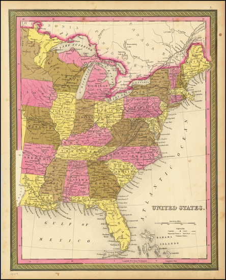 63-United States Map By Samuel Augustus Mitchell