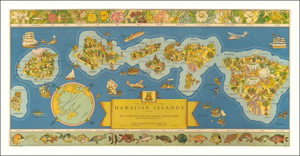 7-Hawaii, Hawaii and Pictorial Maps Map By Hawaiian Pineapple Company