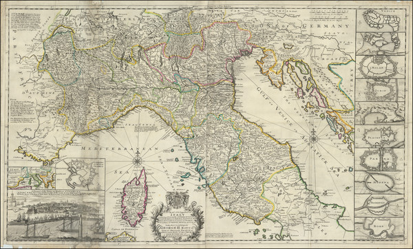 74-Northern Italy and Corsica Map By Herman Moll