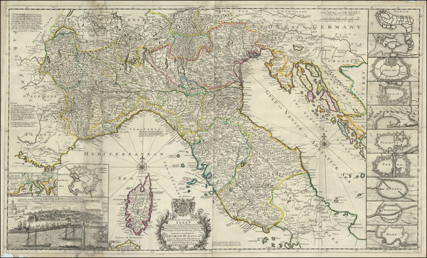 61-Northern Italy and Corsica Map By Herman Moll