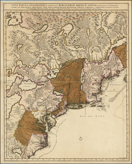 100-New England, Mid-Atlantic and Southeast Map By Nicolaes Visscher II