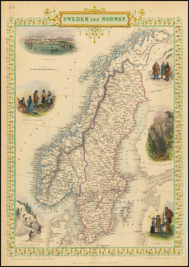 100-Scandinavia, Sweden and Norway Map By John Tallis