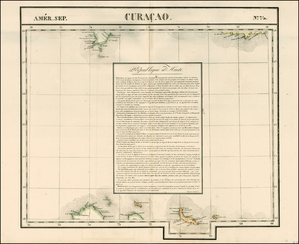 73-Caribbean Map By Philippe Marie Vandermaelen