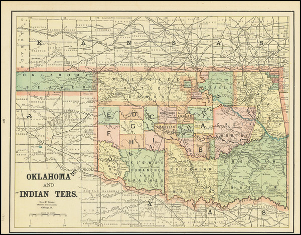 38-Oklahoma & Indian Territory Map By George F. Cram