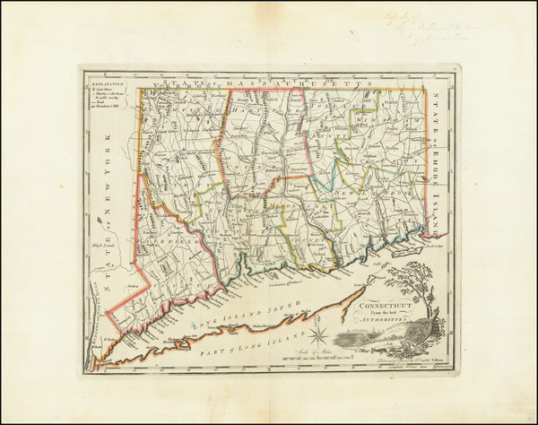 92-Connecticut Map By Mathew Carey