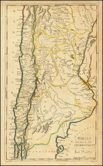 73-Argentina and Chile Map By Mathew Carey