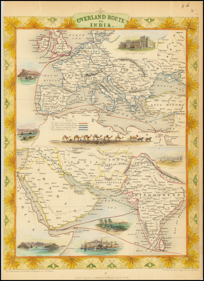 78-Europe, India, Central Asia & Caucasus and Middle East Map By John Tallis