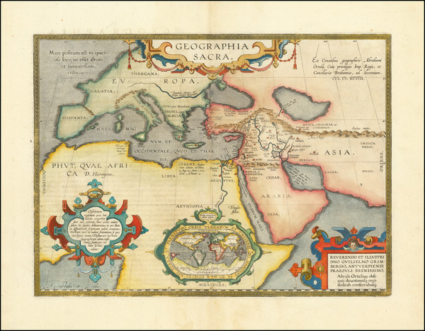 74-World, Europe, Middle East and Africa Map By Abraham Ortelius