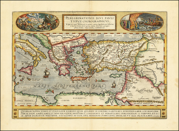 48-Mediterranean, Middle East, Holy Land, Turkey & Asia Minor and Greece Map By Abraham Orteli