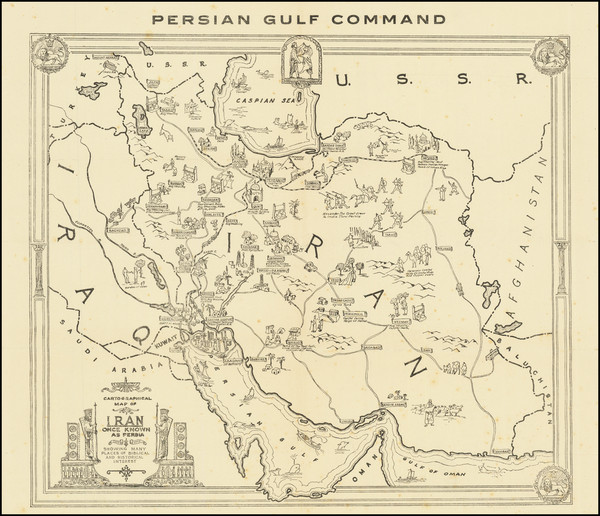 87-Middle East, Persia & Iraq and Pictorial Maps Map By Persian Gulf Command