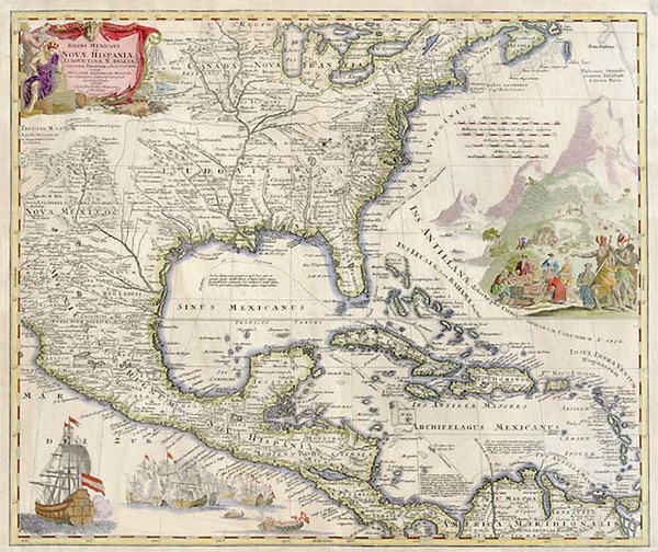 49-South, Southeast, Texas and Midwest Map By Johann Baptist Homann