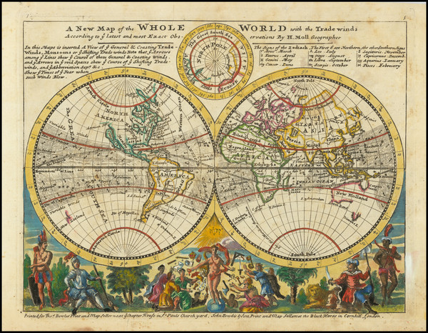 10-World and California as an Island Map By Herman Moll