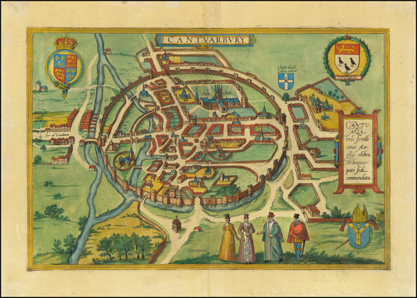 91-British Counties Map By Georg Braun  &  Frans Hogenberg