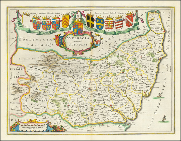 88-British Counties Map By Johannes Blaeu