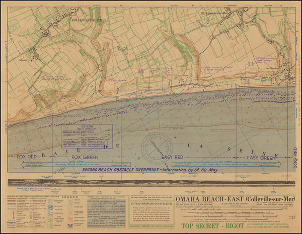 93-World War II and Normandie Map By Commander Task Force 122