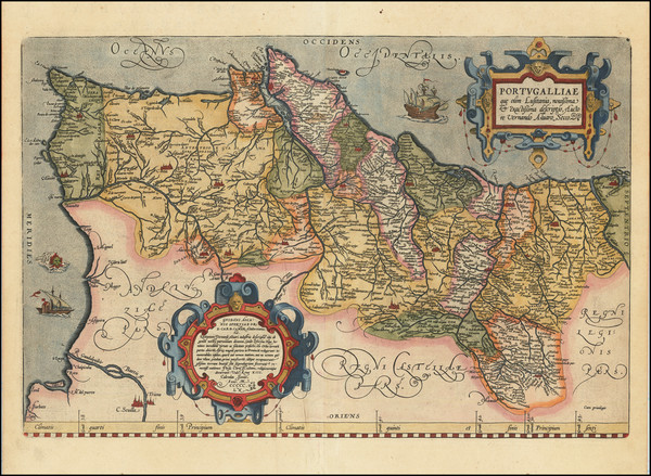 78-Portugal Map By Abraham Ortelius