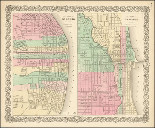 45-Missouri and Chicago Map By Joseph Hutchins Colton