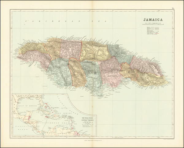 70-Jamaica Map By Edward Stanford