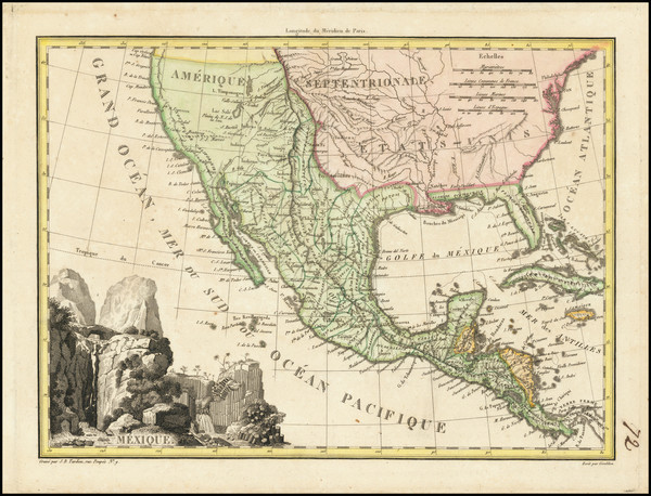 62-Southwest, Rocky Mountains, Mexico, Central America and California Map By Conrad Malte-Brun