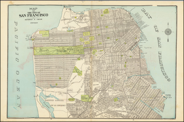 40-San Francisco & Bay Area Map By George F. Cram