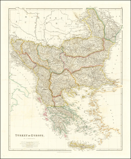 100-Romania, Balkans, Turkey and Greece Map By John Arrowsmith
