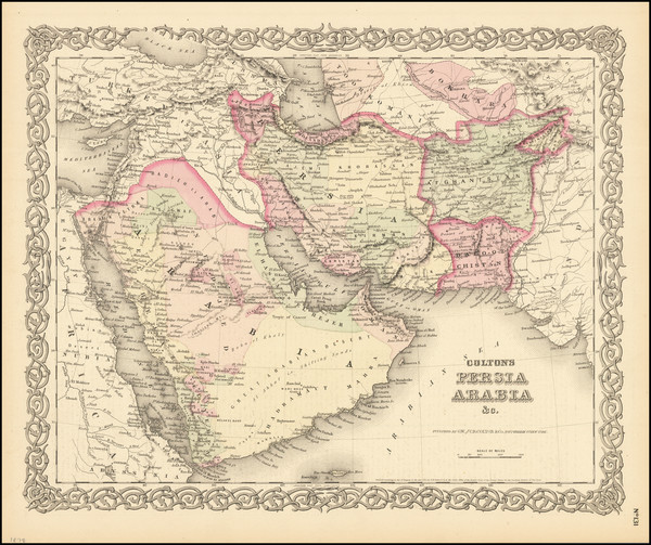 27-Middle East, Arabian Peninsula and Persia & Iraq Map By G.W.  & C.B. Colton